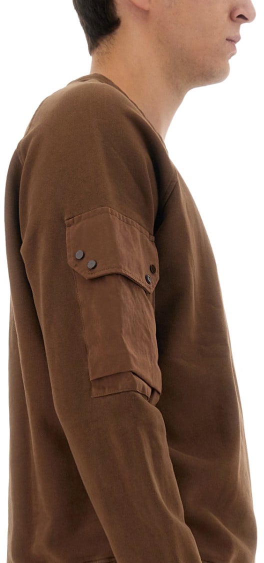 Ten C Regular Fit Brown Sweatshirt With Logo Zwart