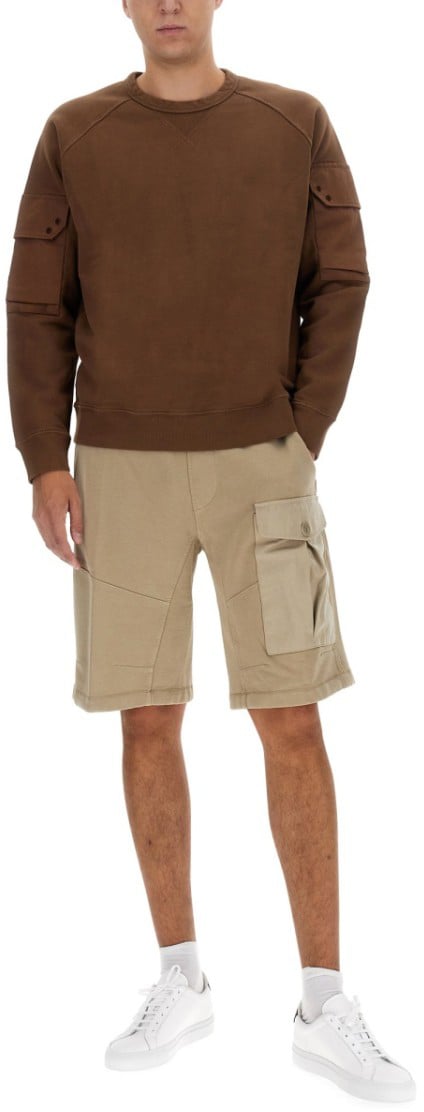 Ten C Regular Fit Brown Sweatshirt With Logo Zwart