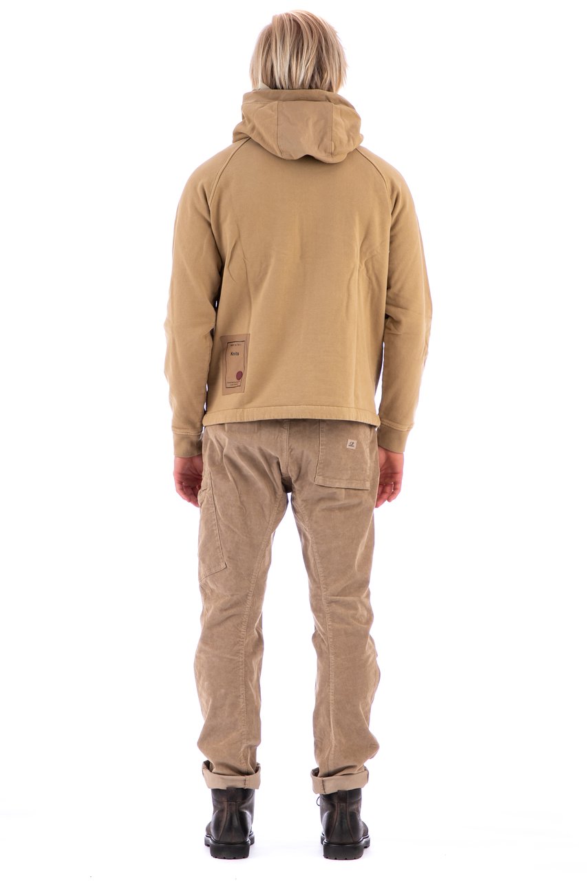 Ten C Ojj Detail Cotton Raglan Hoodie Bruin