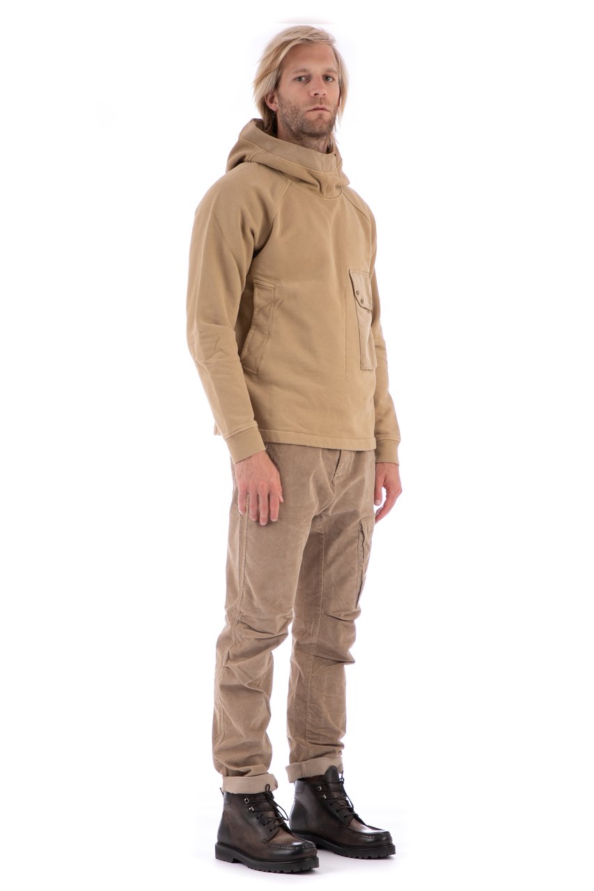 Ten C Ojj Detail Cotton Raglan Hoodie Bruin