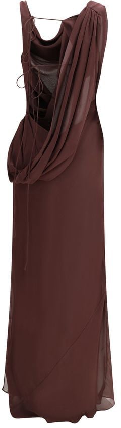 The Andamane Brown Silk Long Dress Bruin