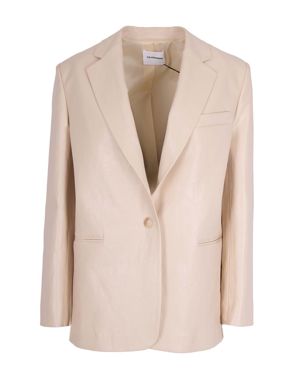 The Andamane Tailored Oatmeal Vegan Leather Blazer Neutraal
