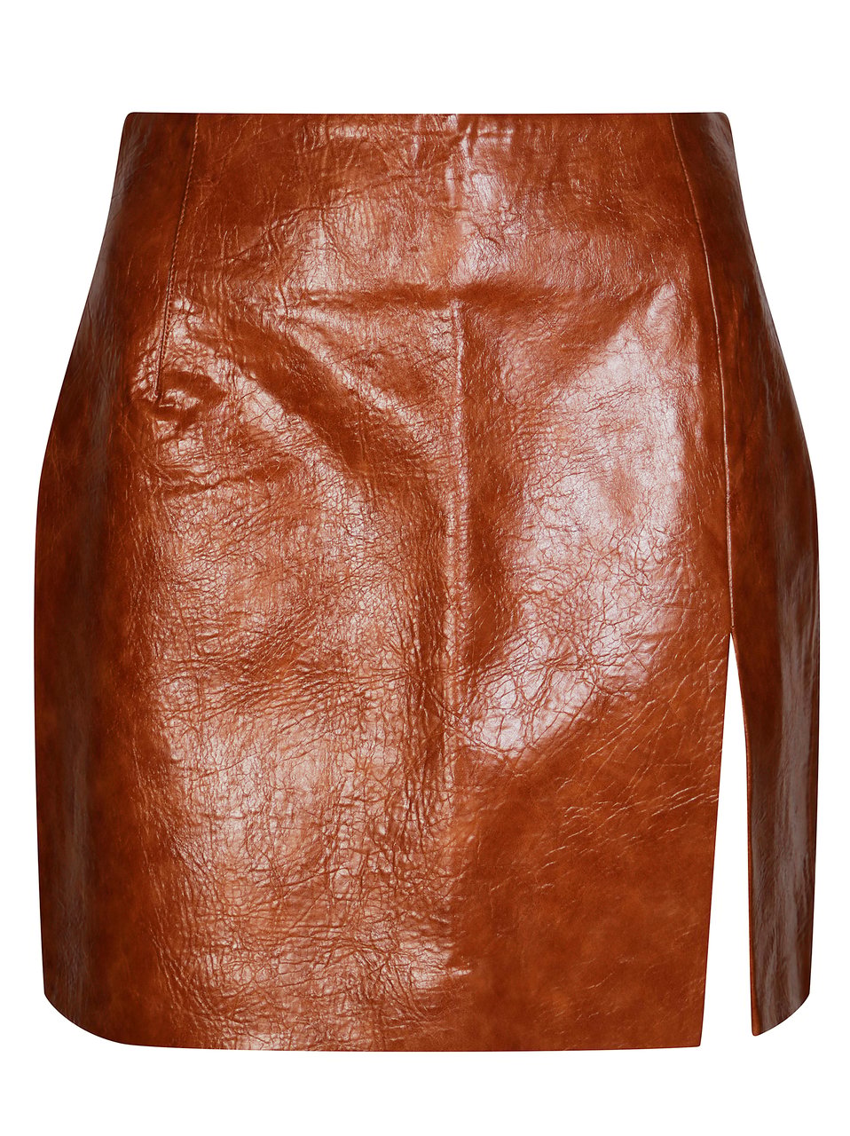 The Andamane Textured Leather-Like Mini Skirt Bruin