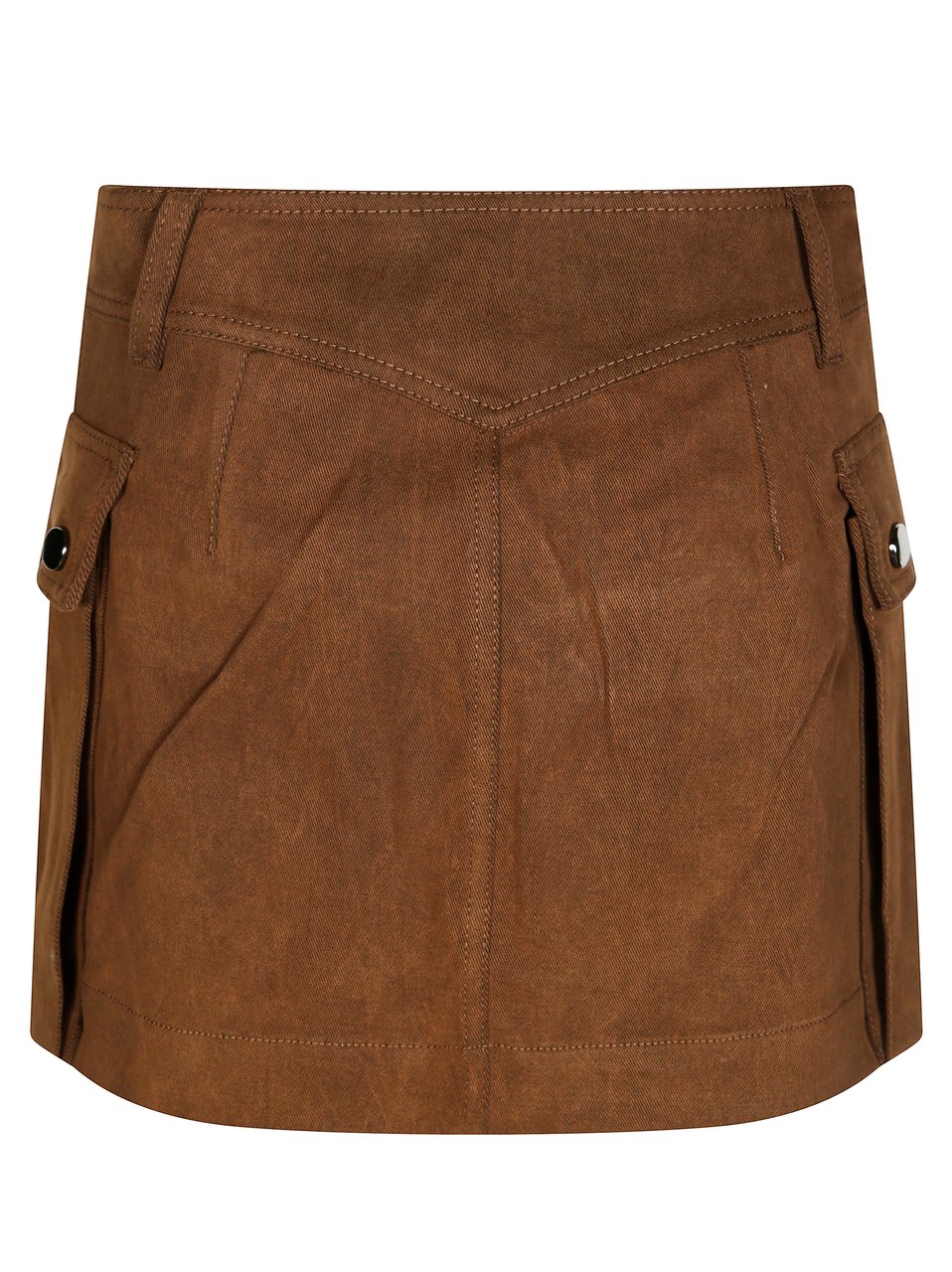 The Andamane Structured Mini Skirt in Soft Suede-Like Fabric Bruin