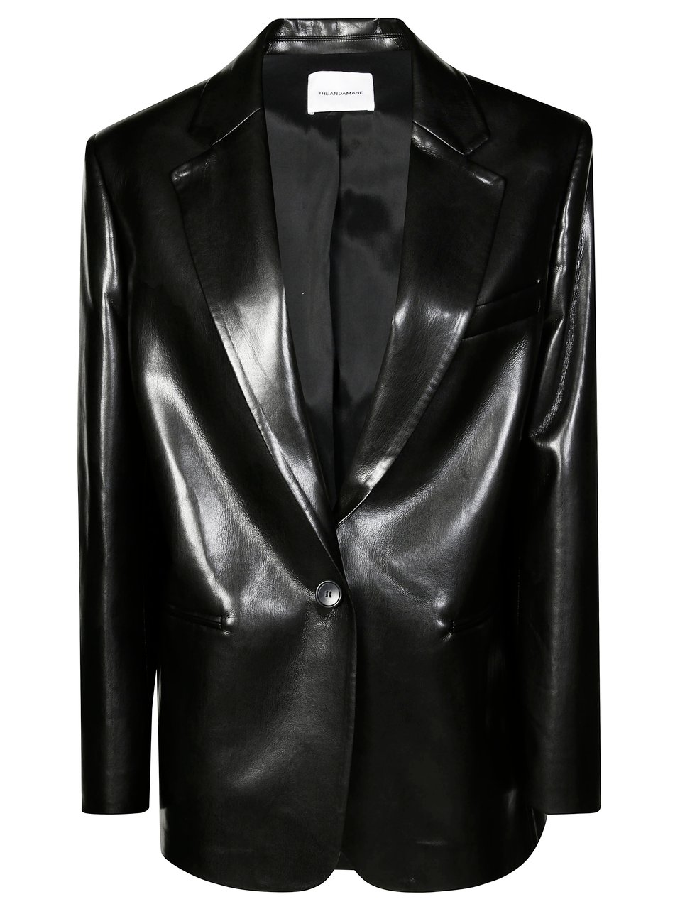 The Andamane Tailored Black Blazer with Classic Lapel and Structured Fit Zwart