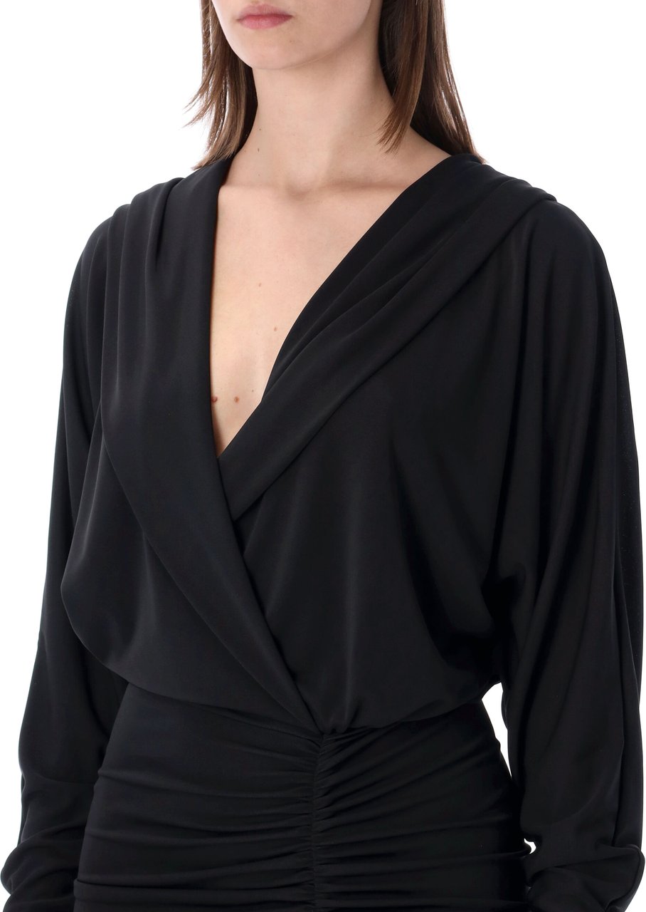 The Andamane Grace Hooded Mini Dress Nero Zwart