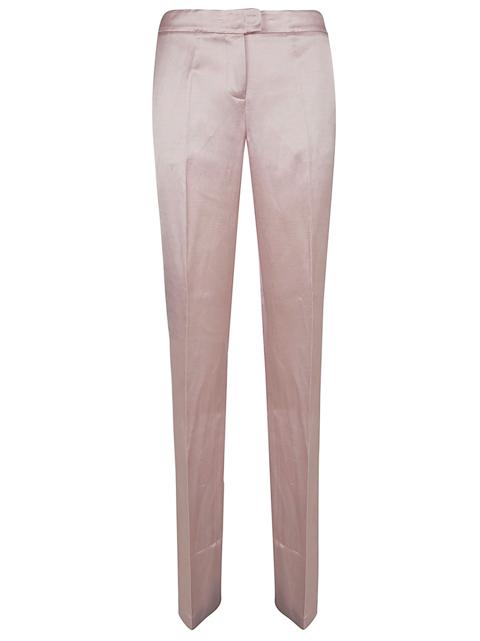 The Andamane Structured Satin Trousers with Tailored Fit and Pressed Creases Neutraal