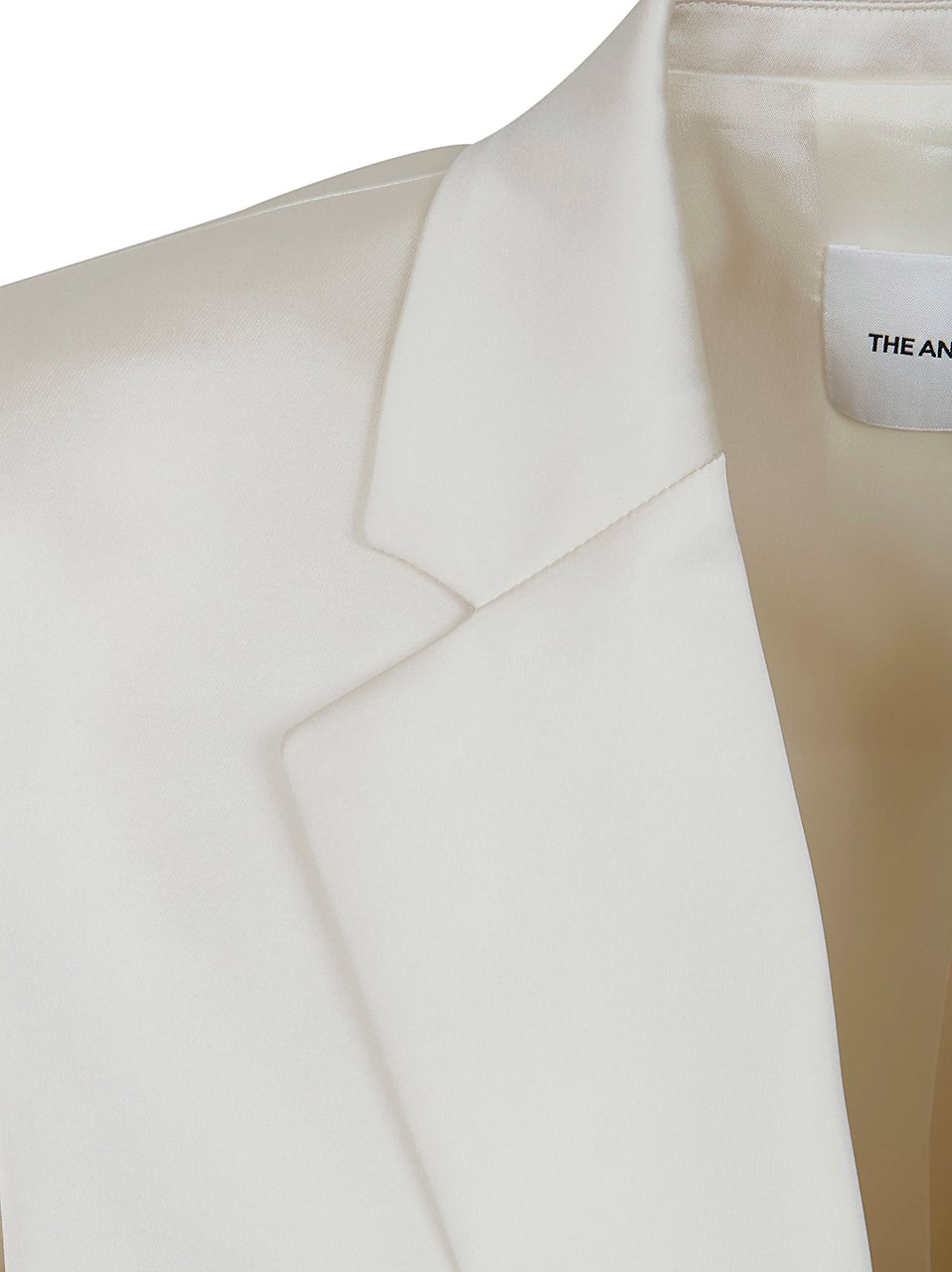 The Andamane Oversized Satin Blazer with Peak Lapels and Structured Silhouette Wit