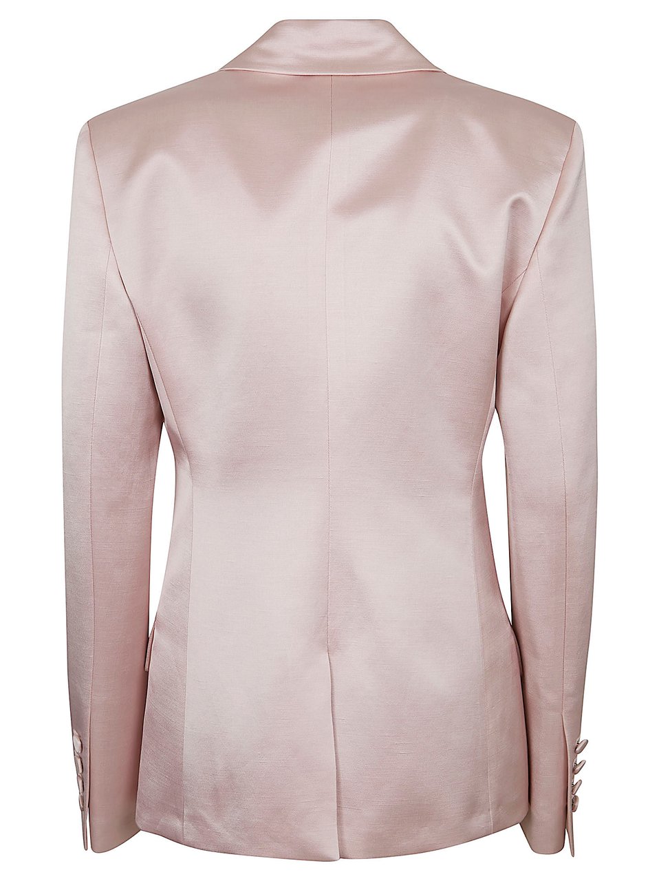 The Andamane Fitted Satin Blazer with Peak Lapels and Padded Shoulders Wit