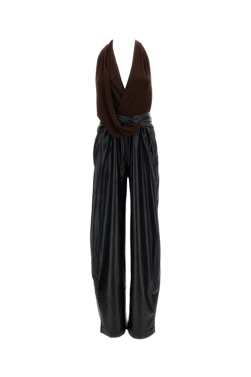 The Andamane Black Atral Draped Jersey Jumpsuit Bruin