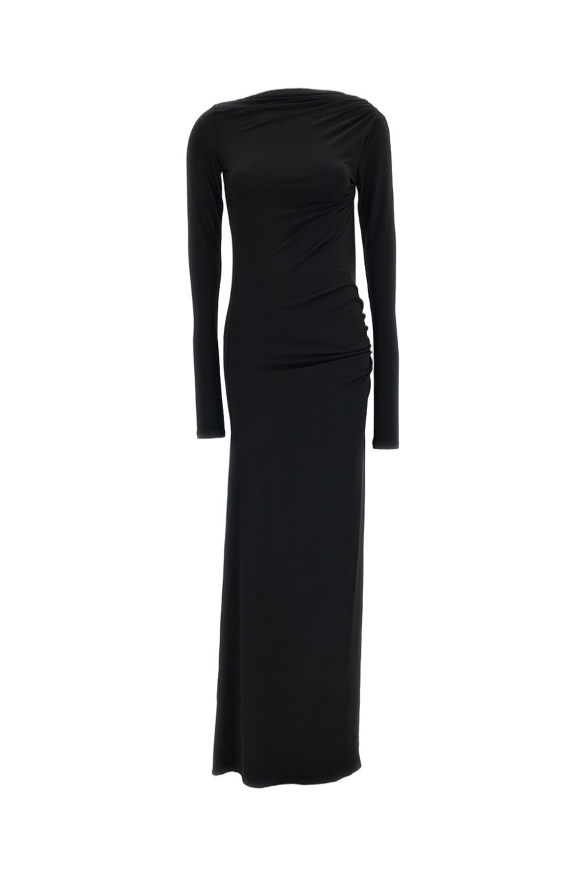 The Andamane Black Sophie Draped Maxi Dress Zwart