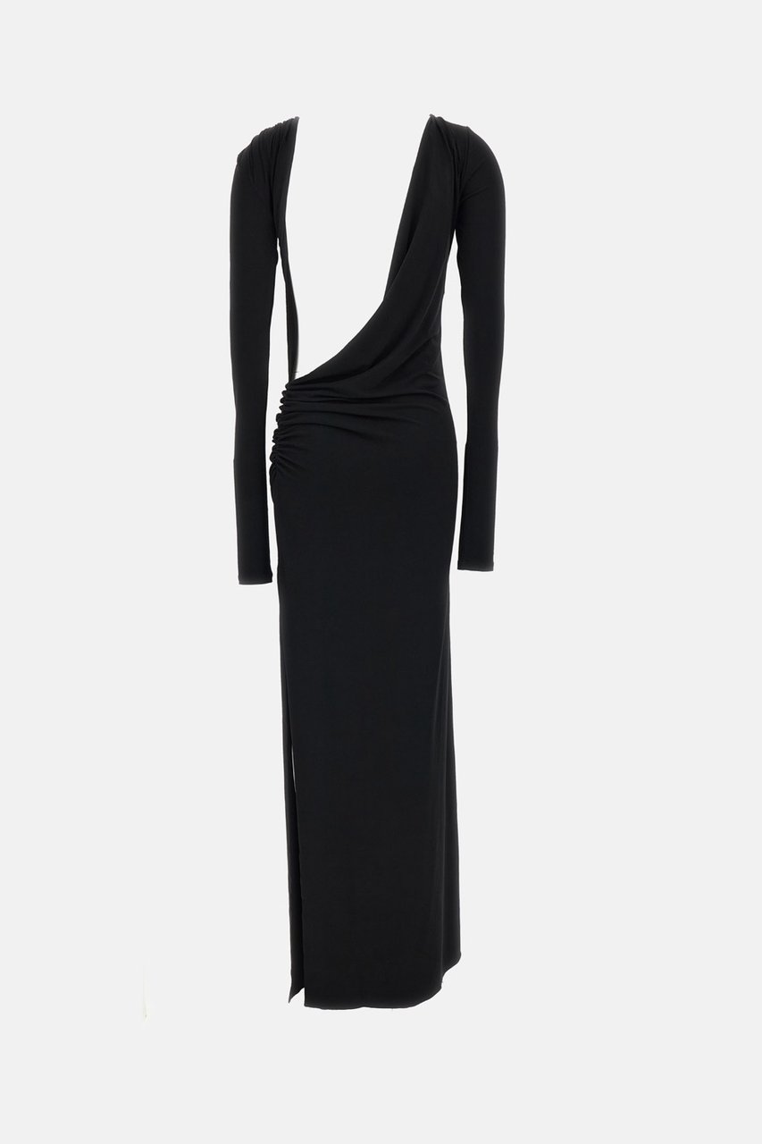 The Andamane Black Sophie Draped Maxi Dress Zwart