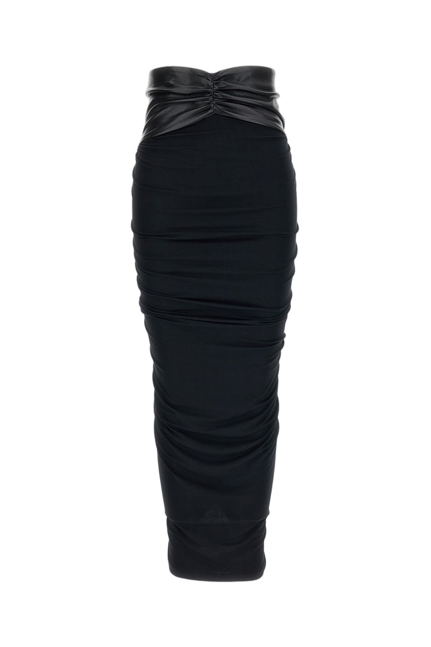 The Andamane Black Ursula Draped Jersey Midi Skirt Zwart