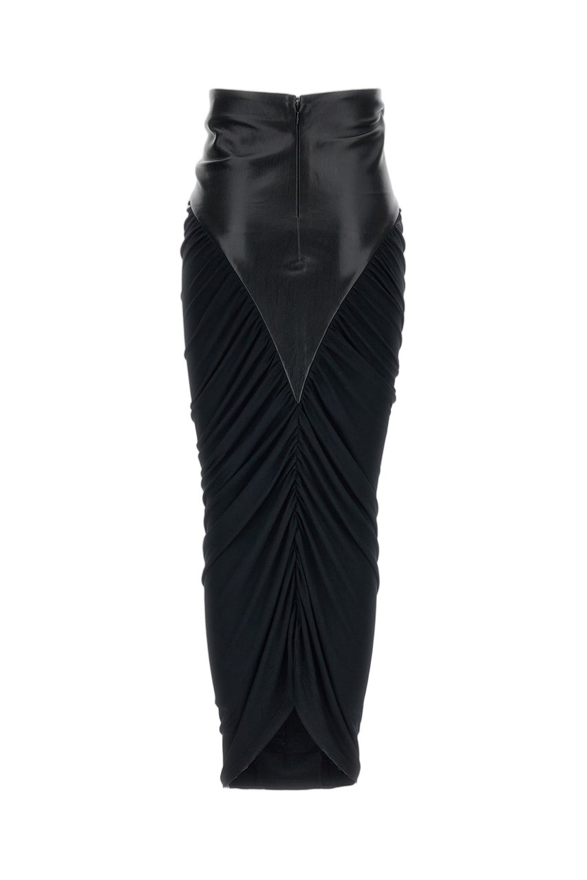 The Andamane Black Ursula Draped Jersey Midi Skirt Zwart