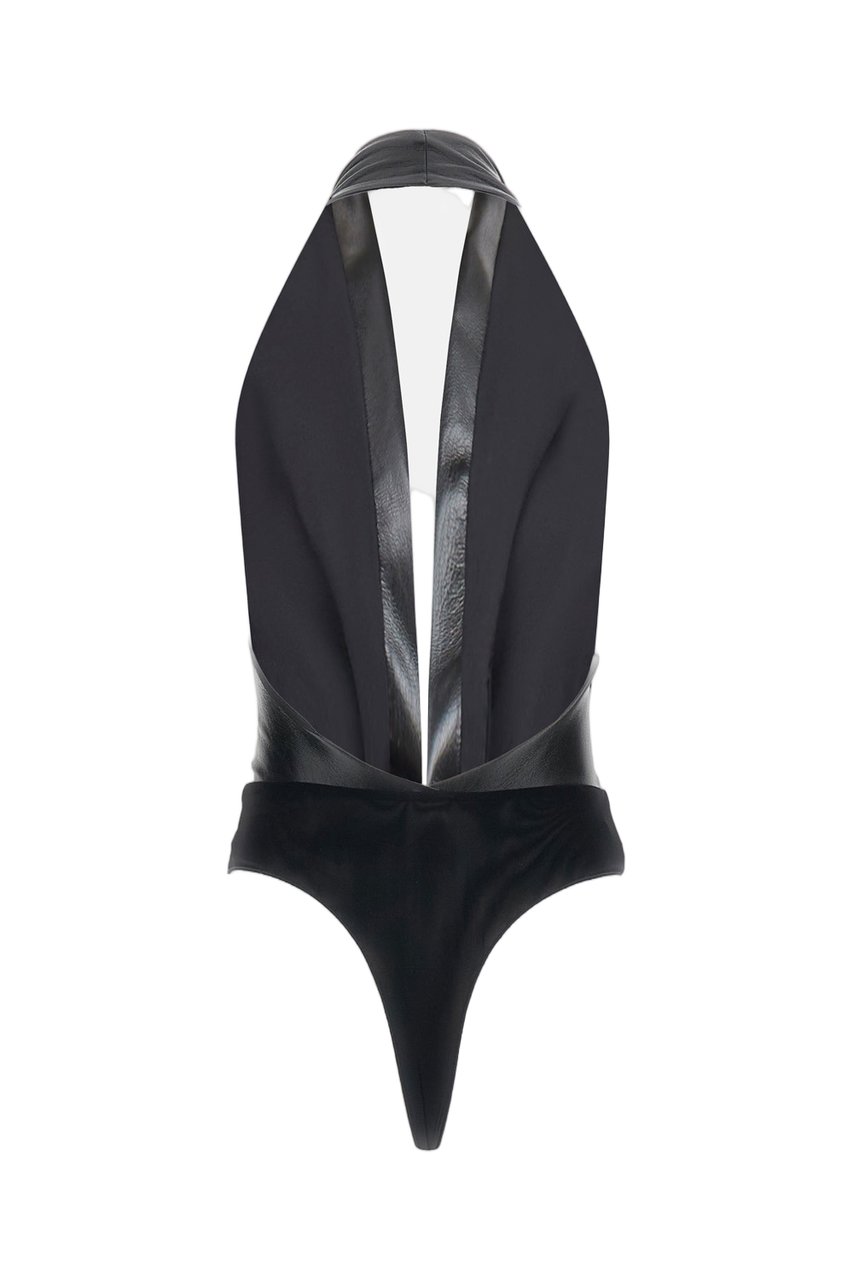 The Andamane Black Zendaya Stretch Jersey Bodysuit Zwart