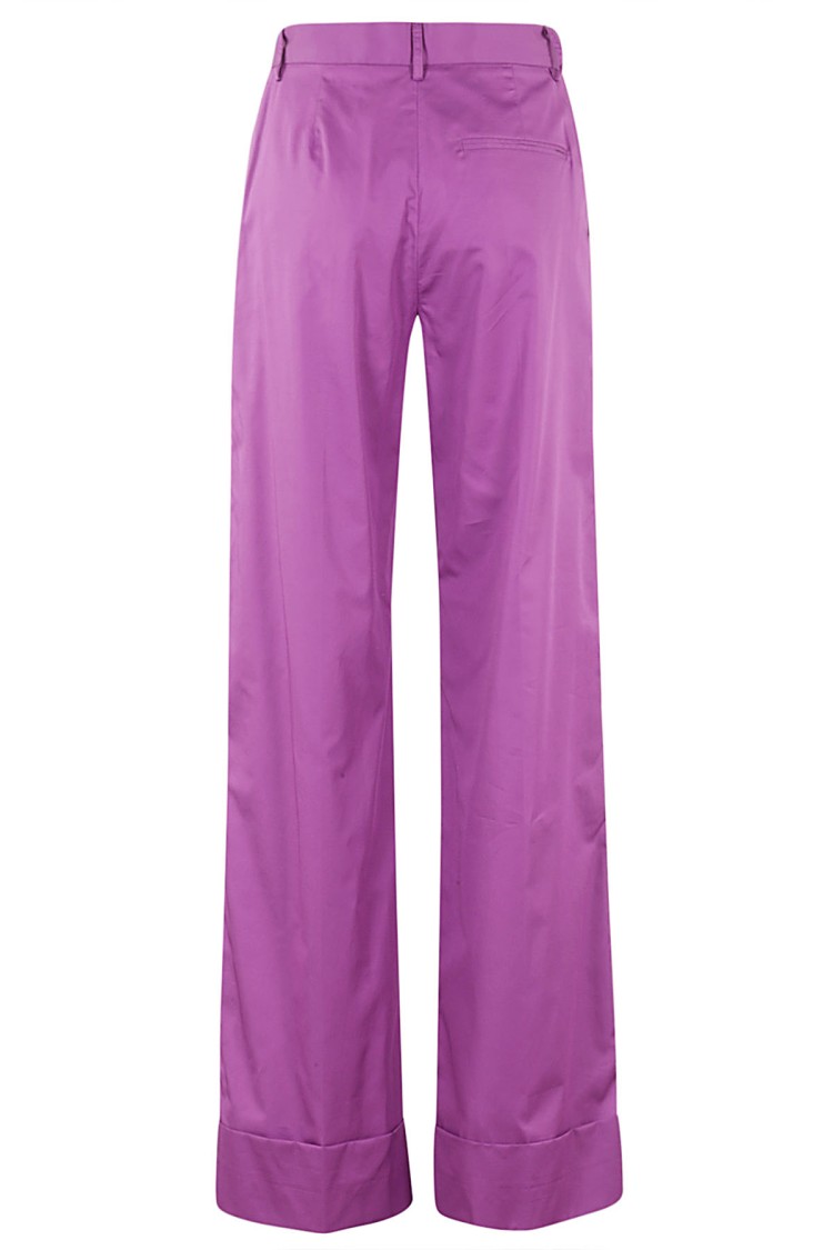 The Andamane Amethyst Satin Cotton High-Waisted Trousers Paars