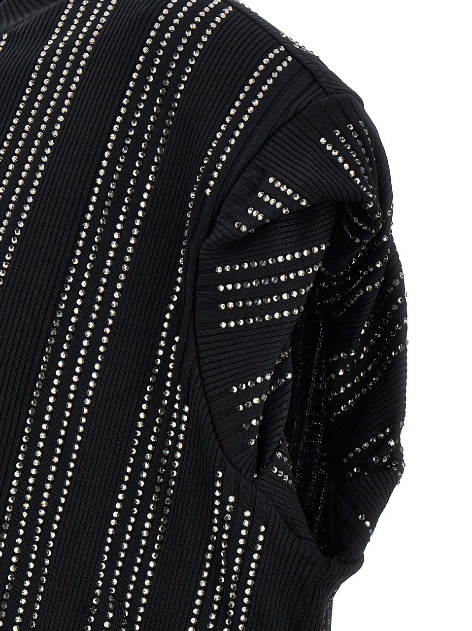 The Attico Black Cotton Short Dress Zwart
