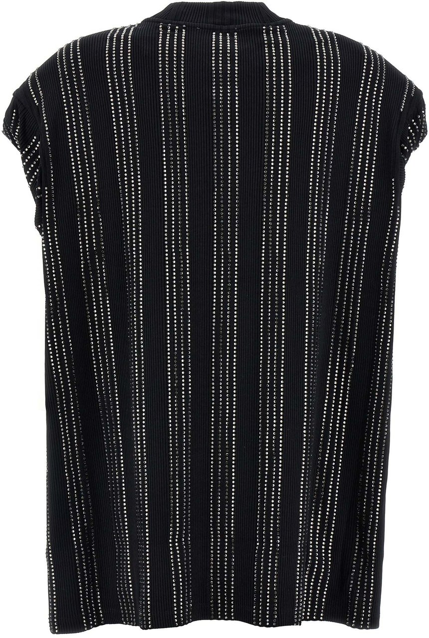 The Attico Black Cotton Short Dress Zwart