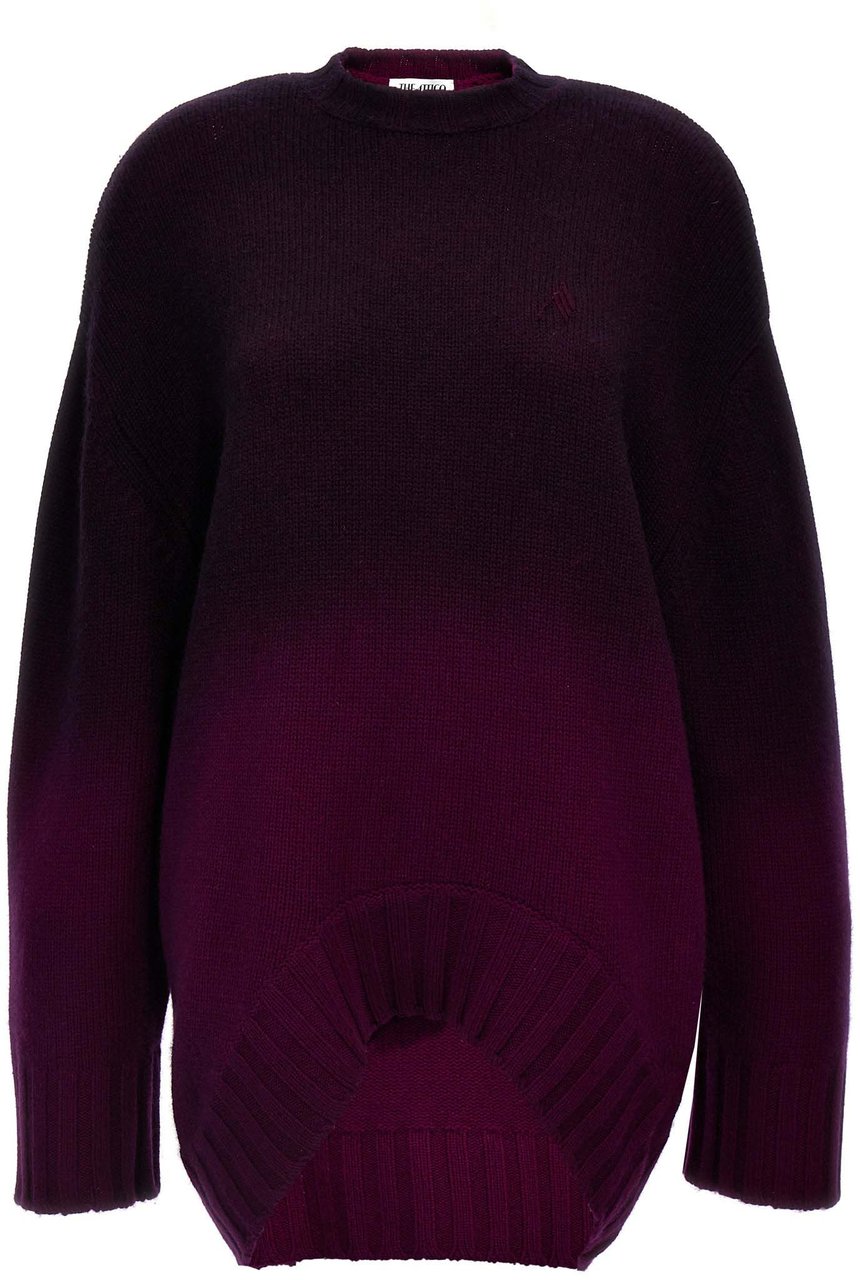 The Attico Purple Wool Short Dress Paars
