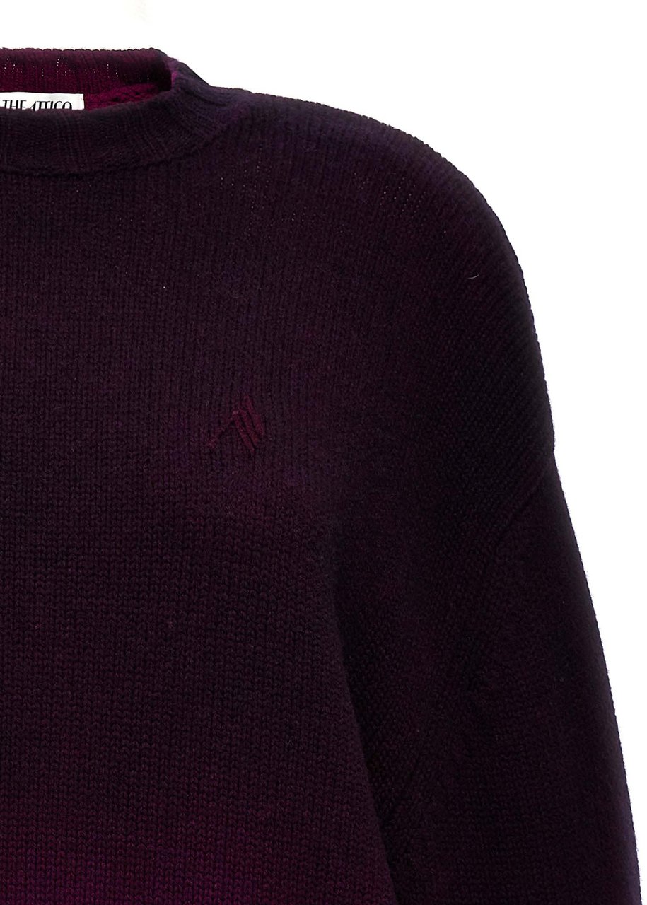 The Attico Purple Wool Short Dress Paars
