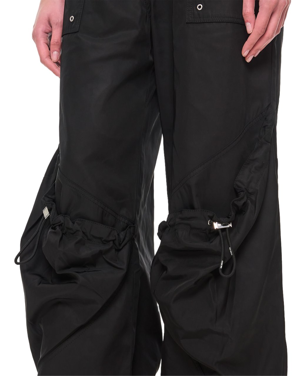 The Attico Oversized Nylon Trousers With Utility Pockets And Adjustable Hem Zwart