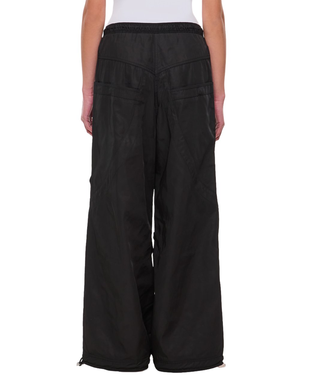The Attico Oversized Nylon Trousers With Utility Pockets And Adjustable Hem Zwart