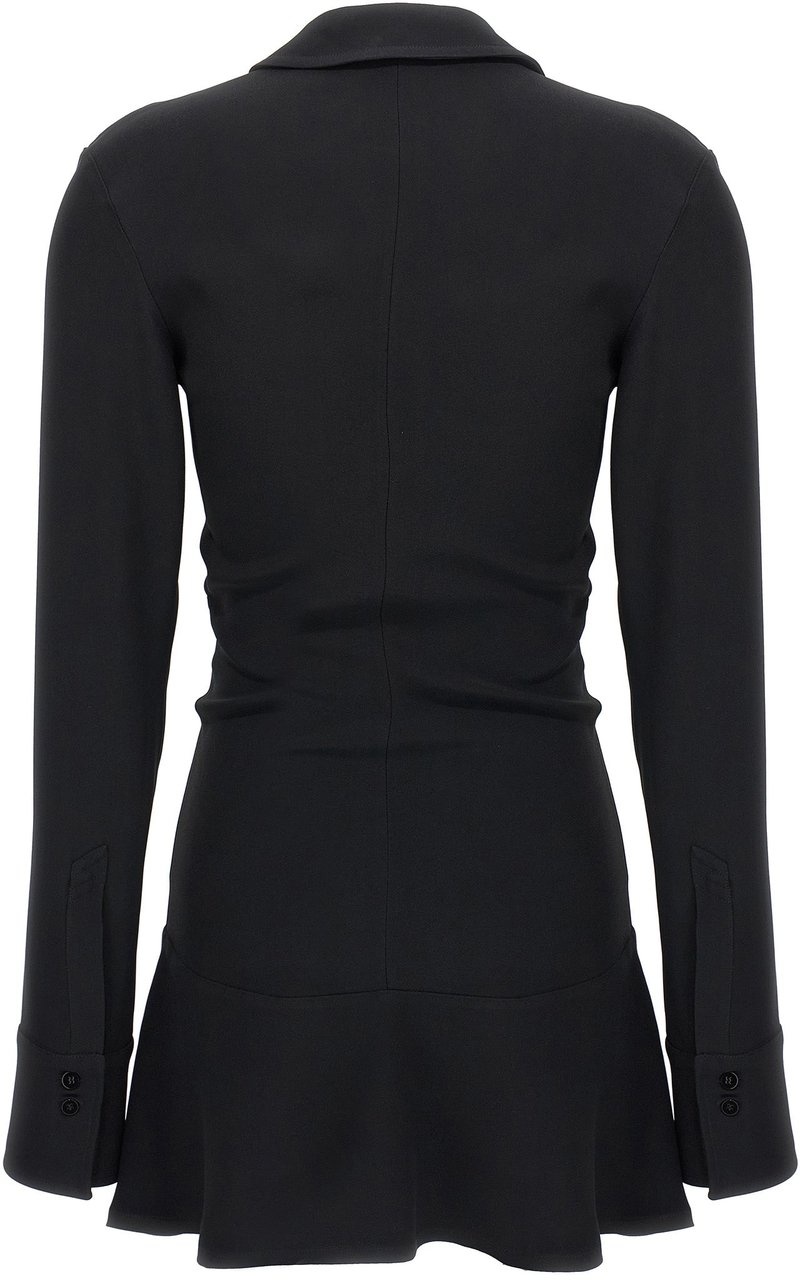 The Attico Black Marabou Short Dress Zwart