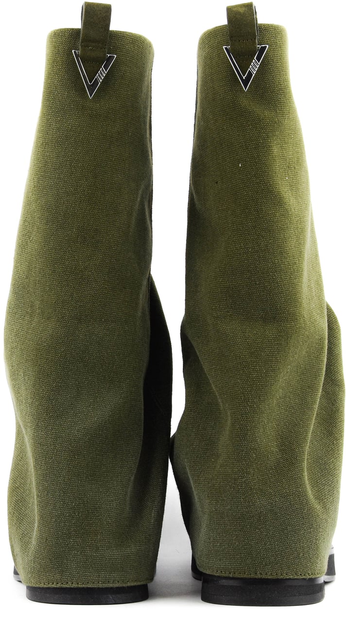 The Attico Robin Boots Green Canvas Groen