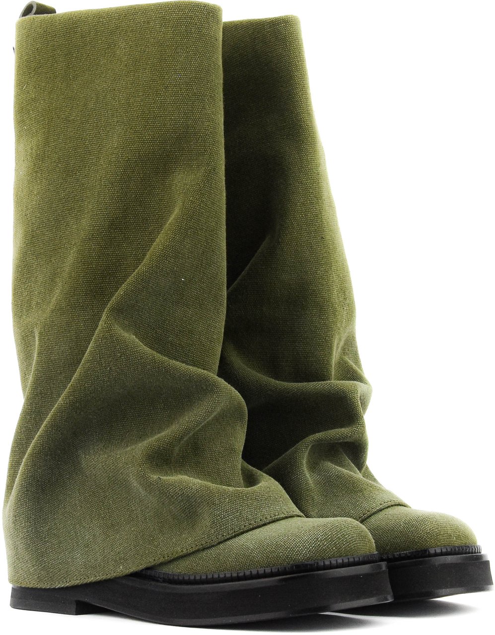 The Attico Robin Boots Green Canvas Groen