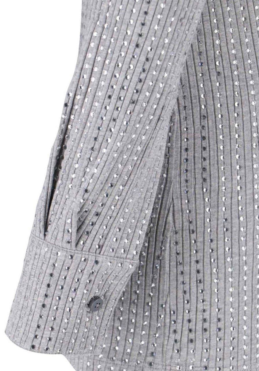 The Attico Fitted Grey Mini Dress With Reflective Embellishments Grijs