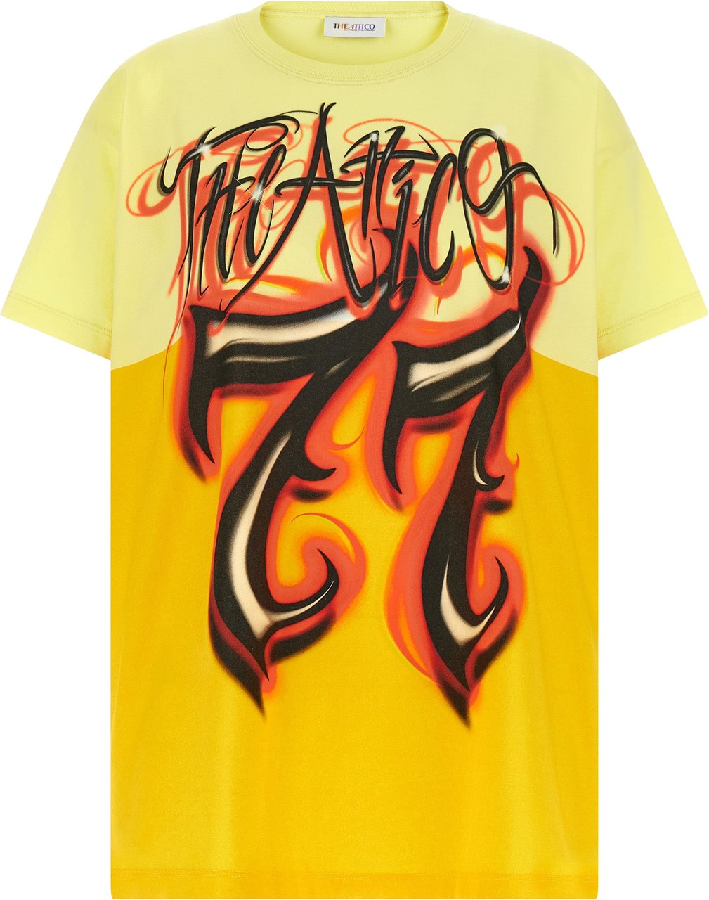 The Attico Bicolor Cotton T-Shirt Geel