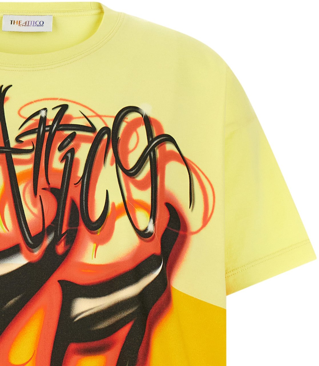 The Attico Bicolor Cotton T-Shirt Geel