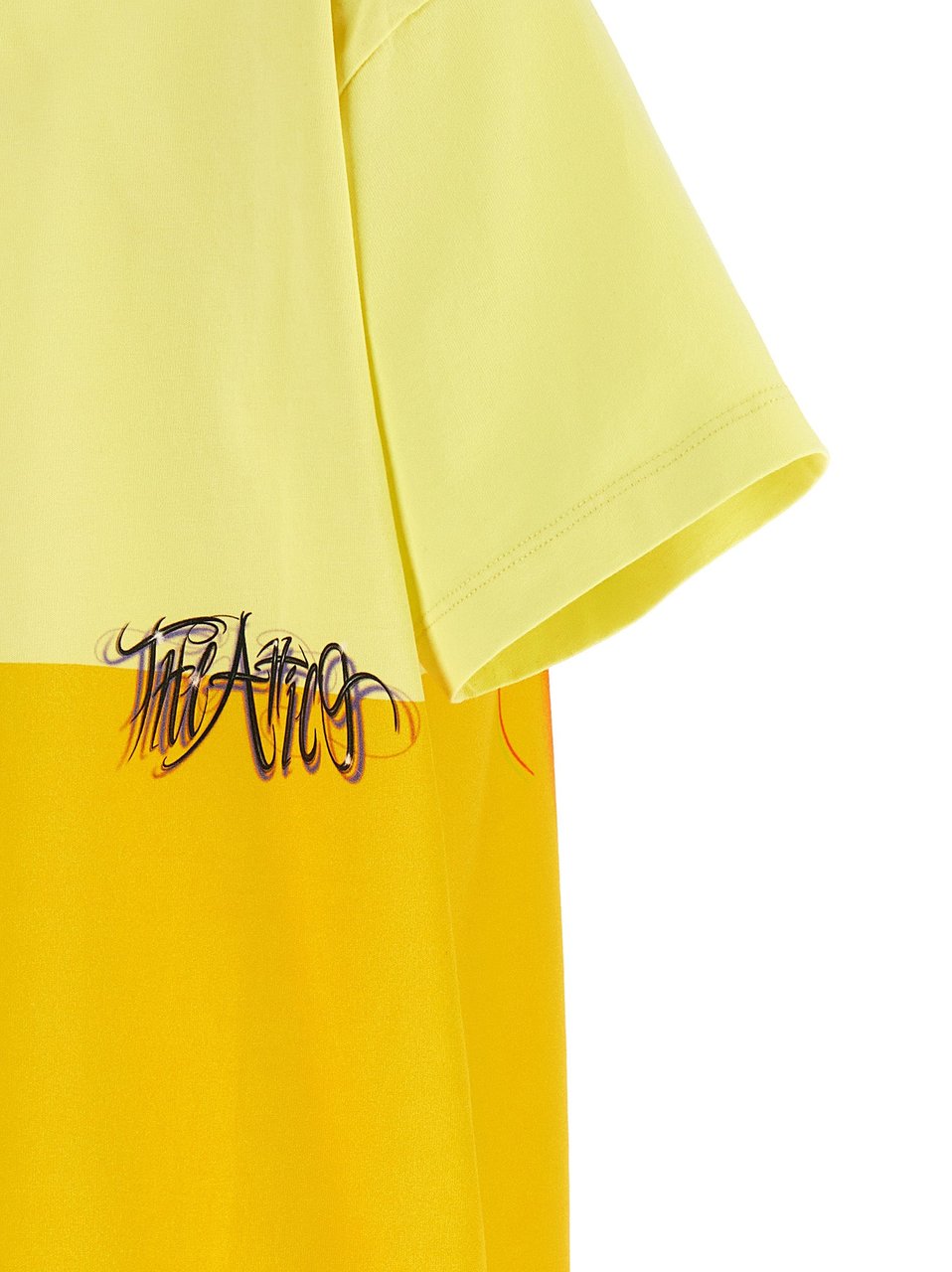 The Attico Bicolor Cotton T-Shirt Geel