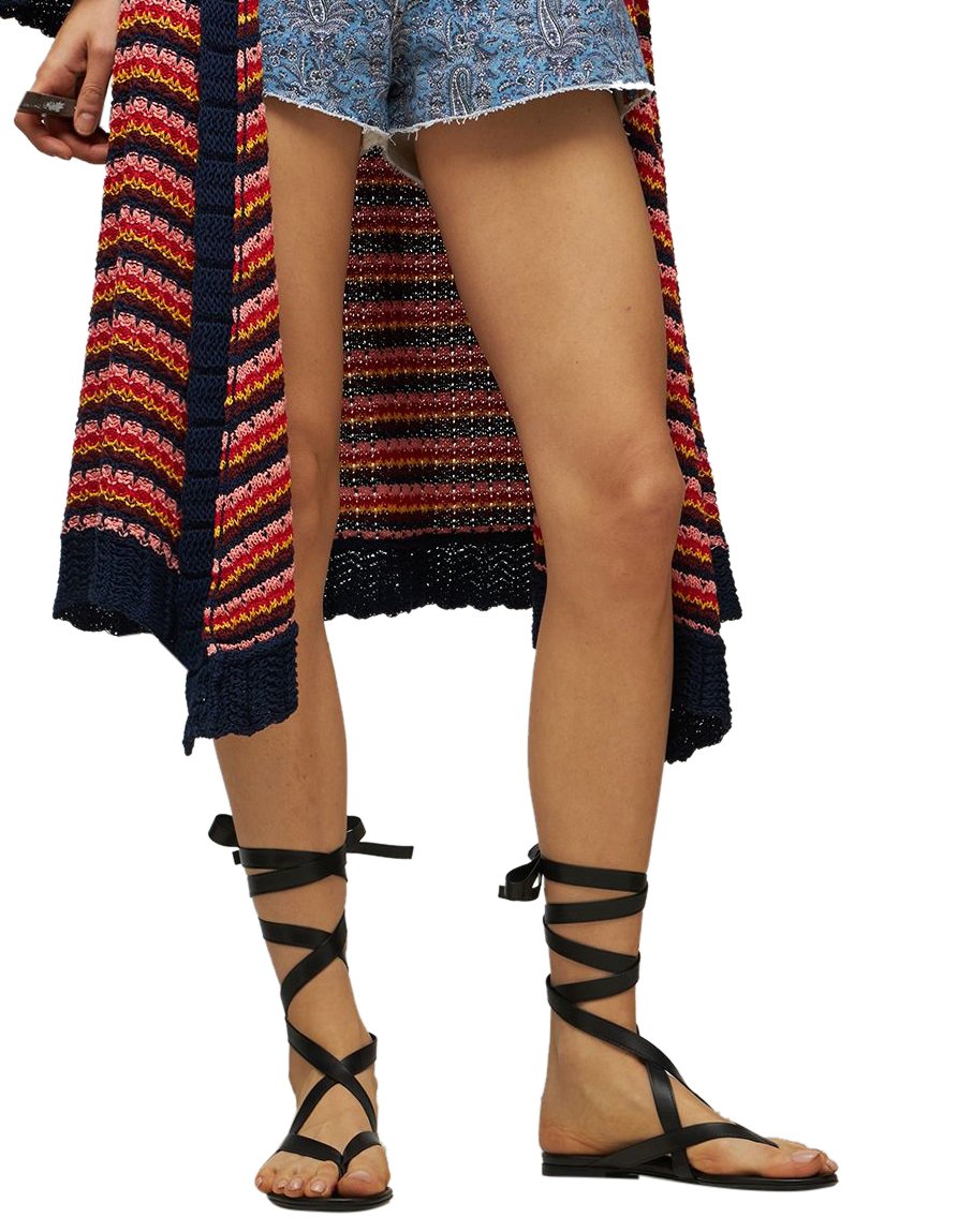 The Attico Black low sandal with woven straps elegant Zwart