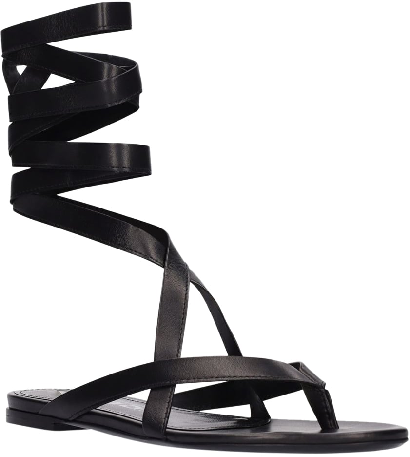 The Attico Black low sandal with woven straps elegant Zwart