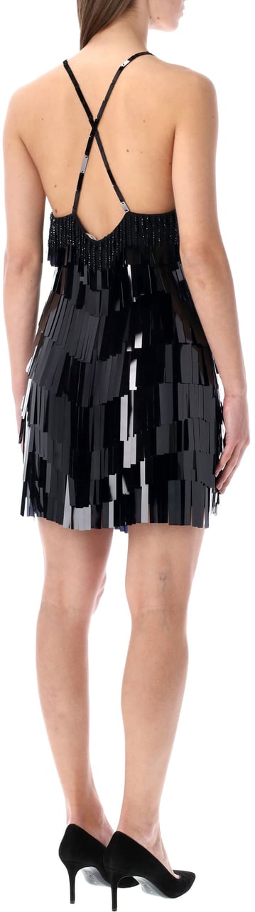 The Attico Mini Dress Crystal Pailettes Nero Zwart