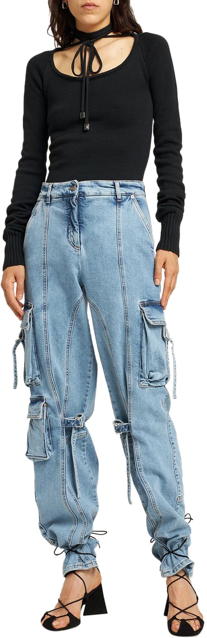 The Attico Elegant black top with wide neckline Zwart