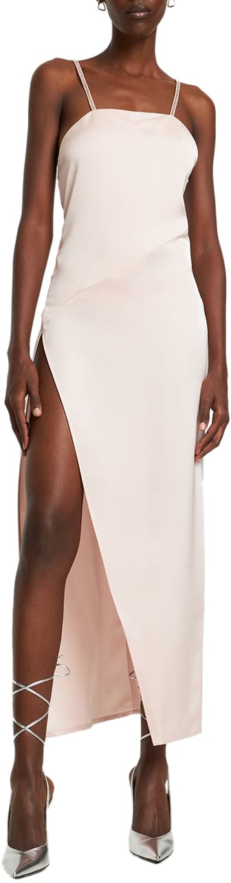 The Attico Long pink elegant dress with asymmetric hem Roze