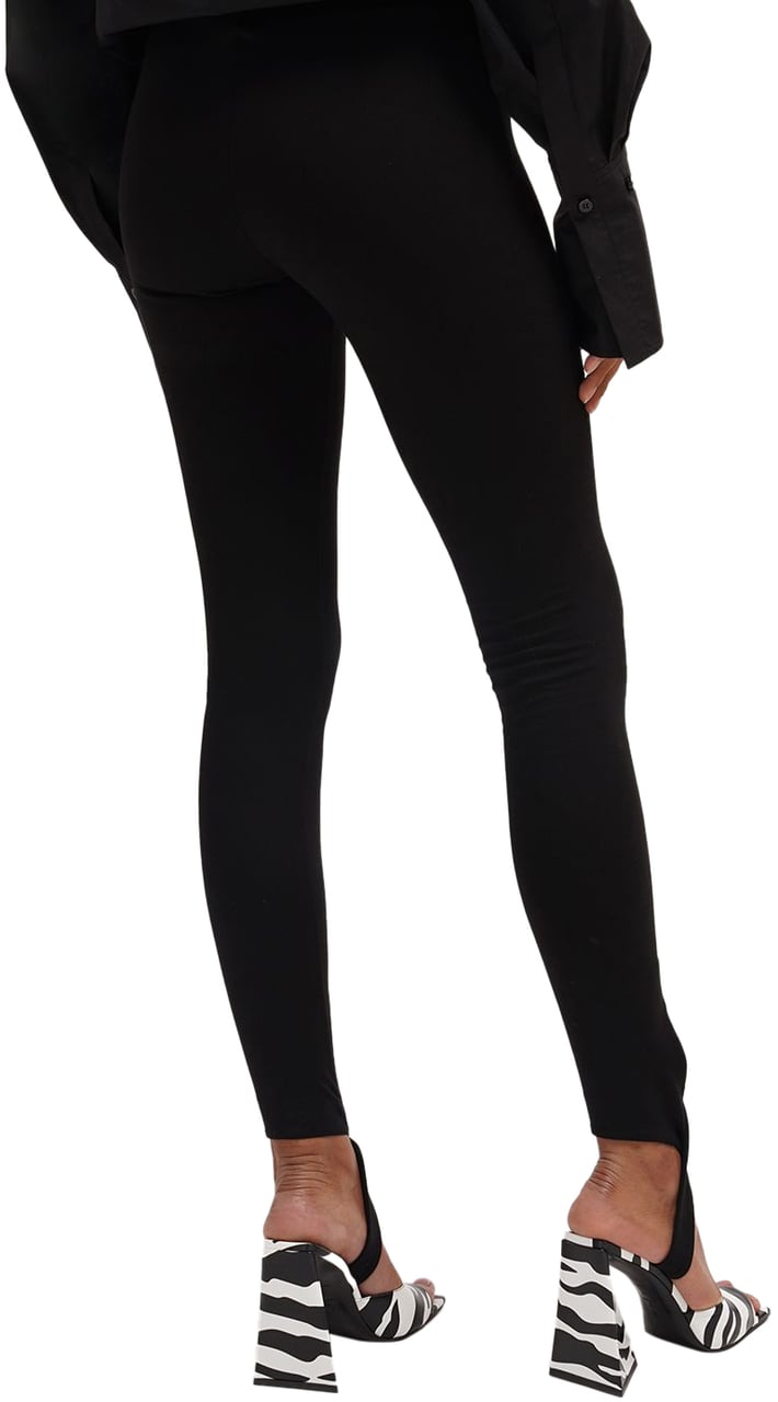 The Attico Black elastic leggings with high waist Zwart