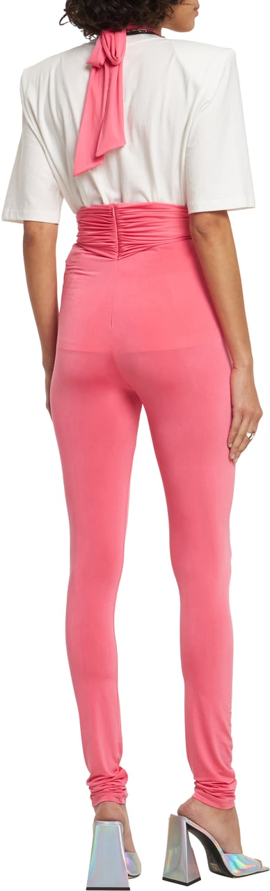The Attico Long jersey pants with “second skin” effect Roze