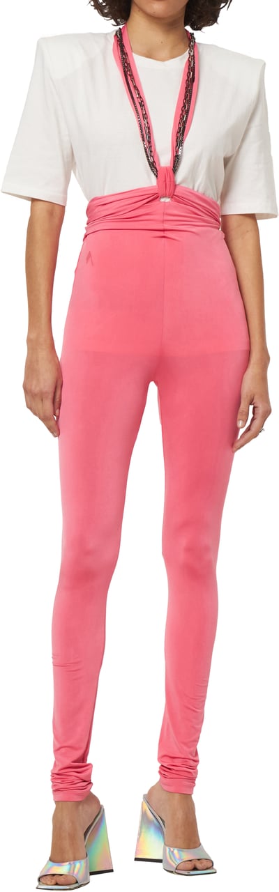 The Attico Long jersey pants with “second skin” effect Roze