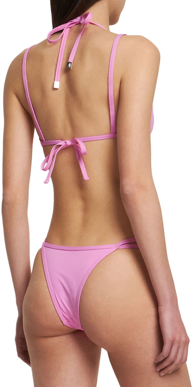 The Attico Pink two-piece swimsuit with adjustable thong. Roze