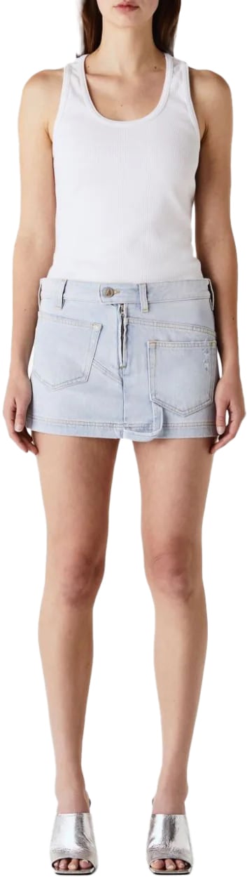 The Attico abra mini skirt lightblue Lichtblauw