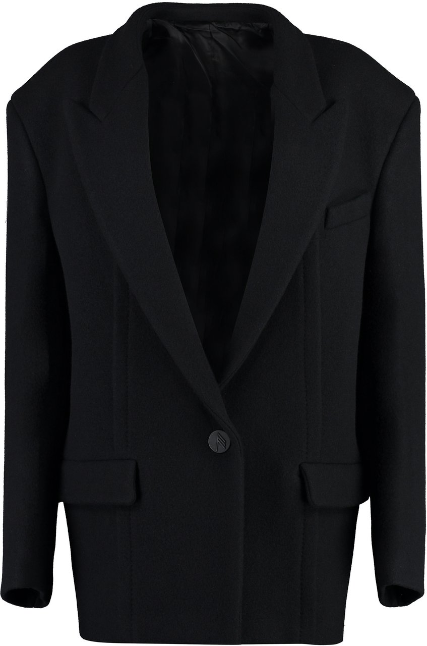 The Attico Glen short wool coat Zwart