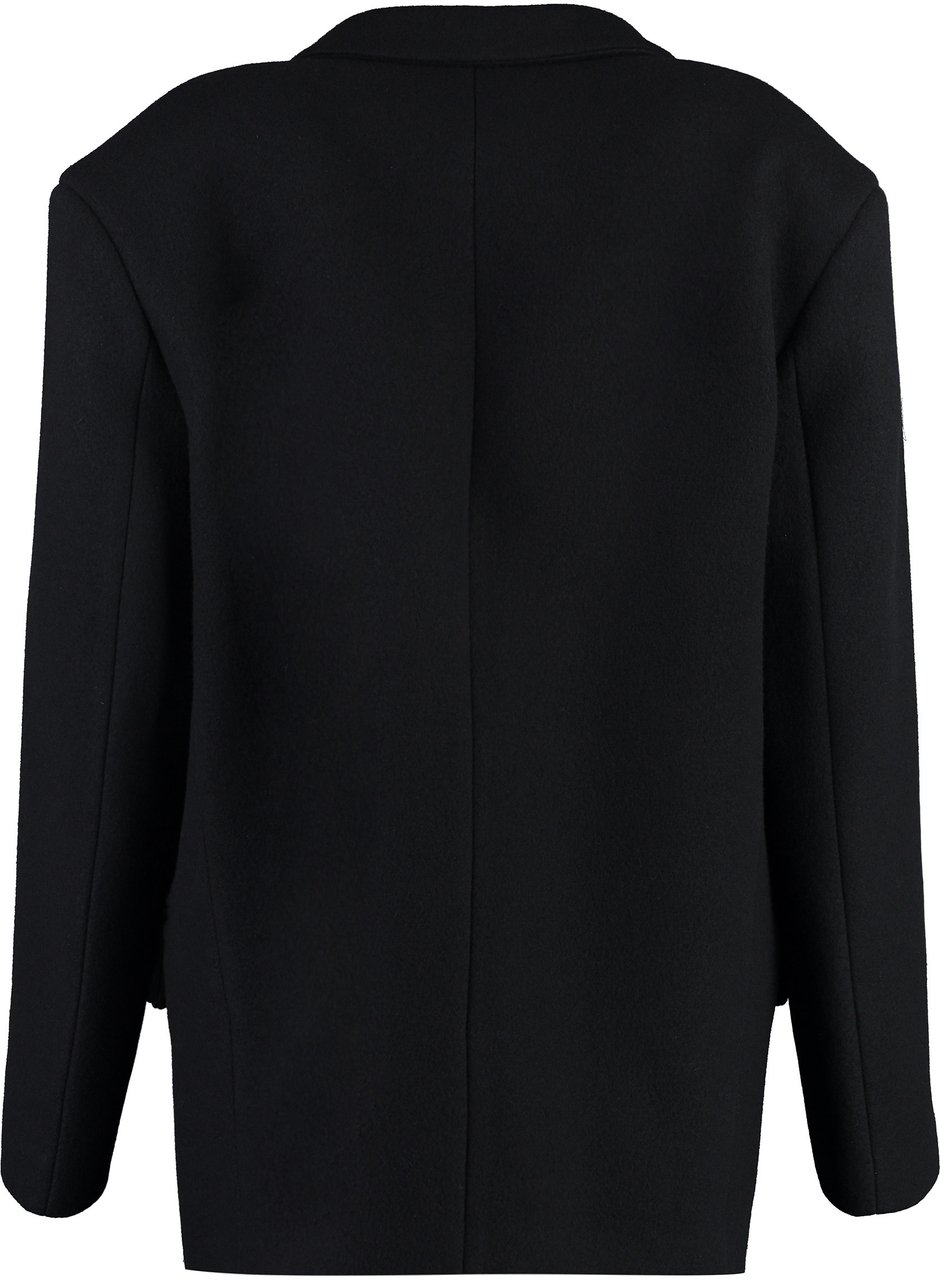 The Attico Glen short wool coat Zwart