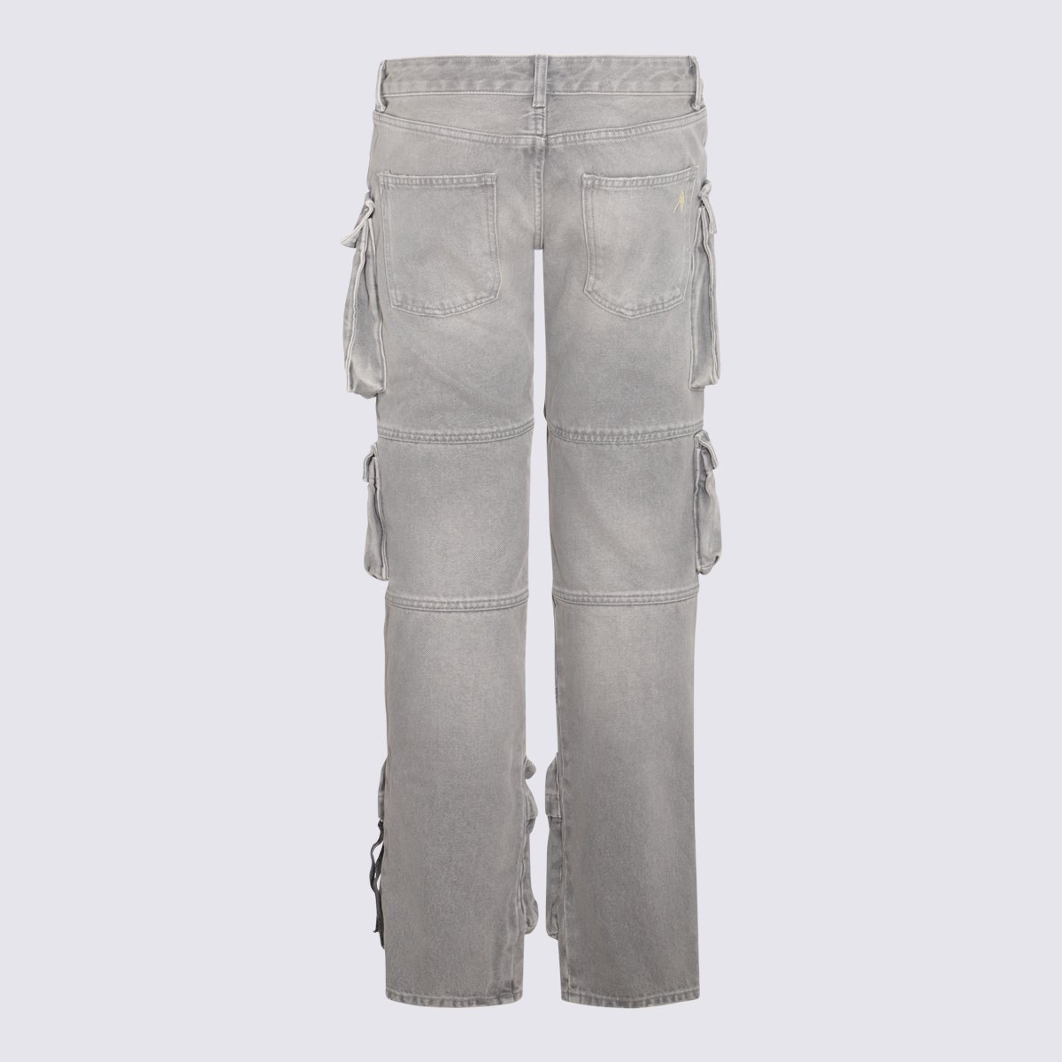 The Attico Straight-Leg Cargo Jeans With Faded Wash And Prominent Pockets Grijs