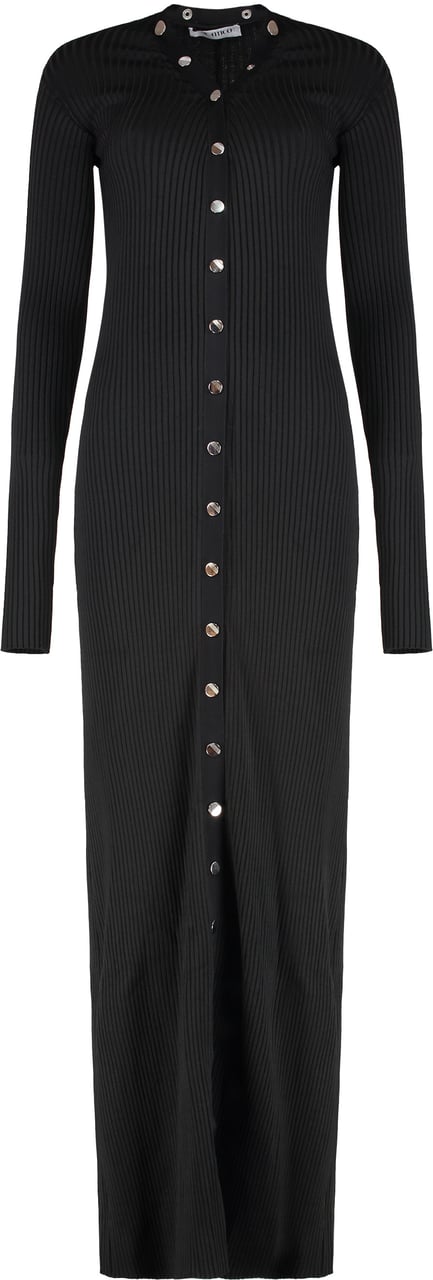 The Attico Long knitted cardigan Zwart