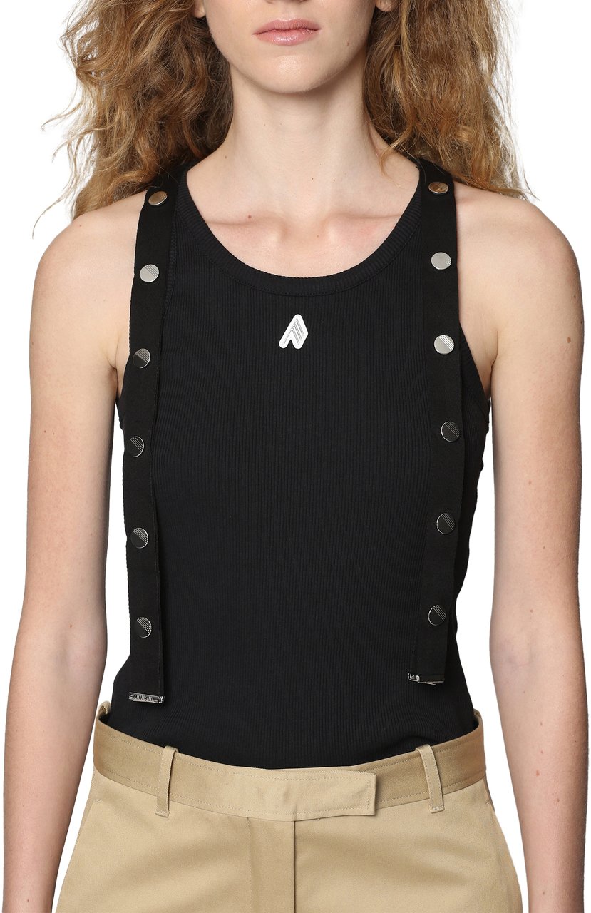 The Attico Logo cotton tank top Zwart