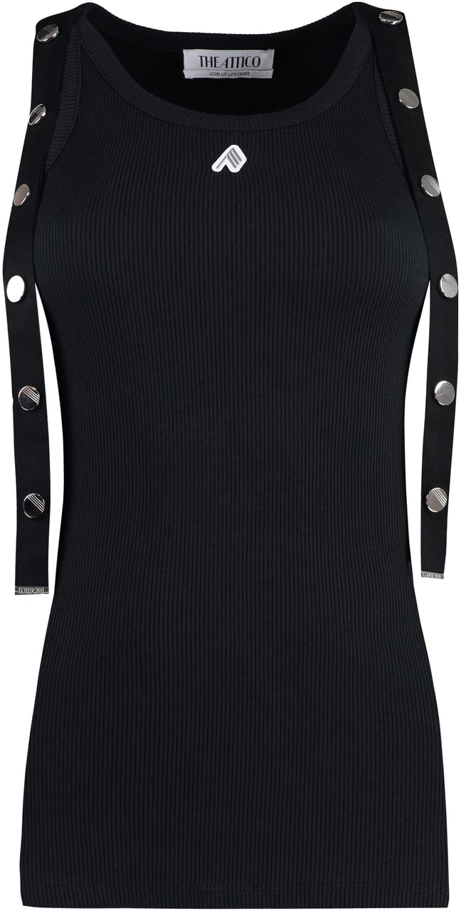 The Attico Logo cotton tank top Zwart