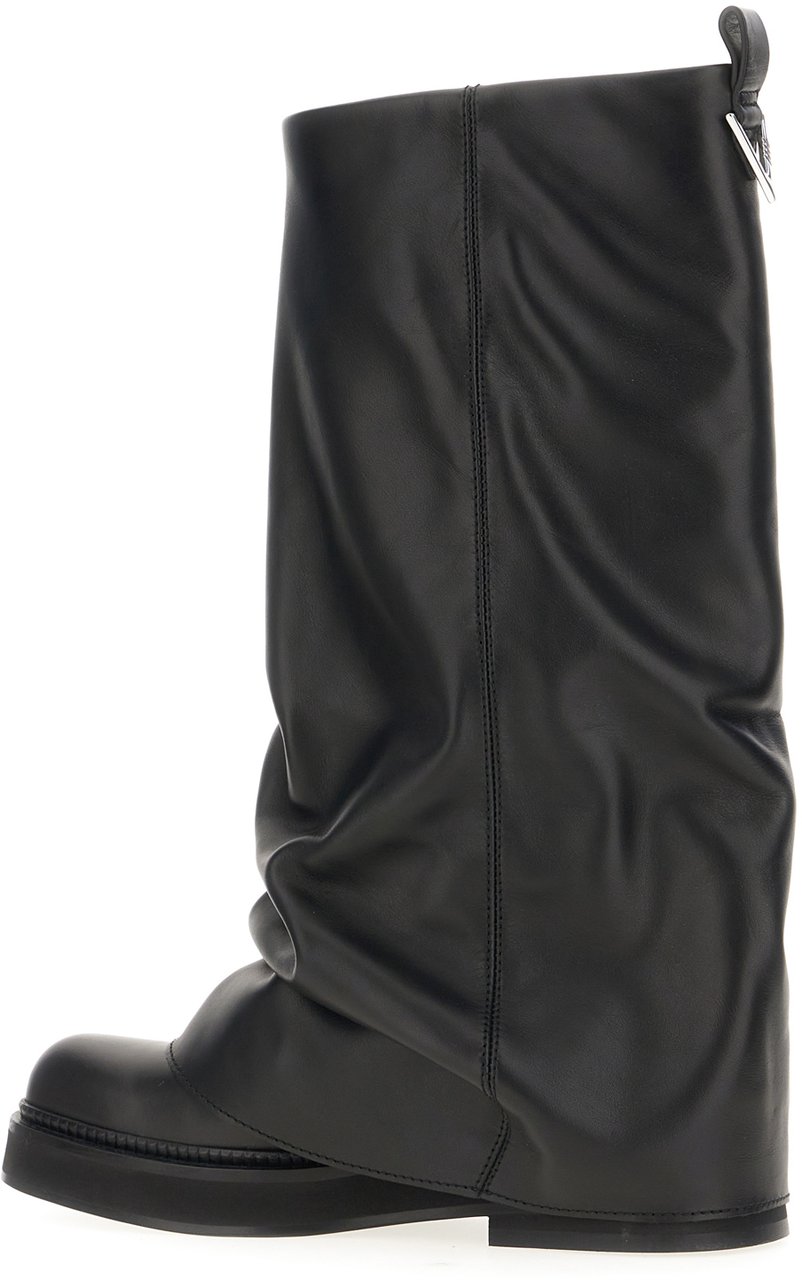The Attico Black leather Robin boots Zwart